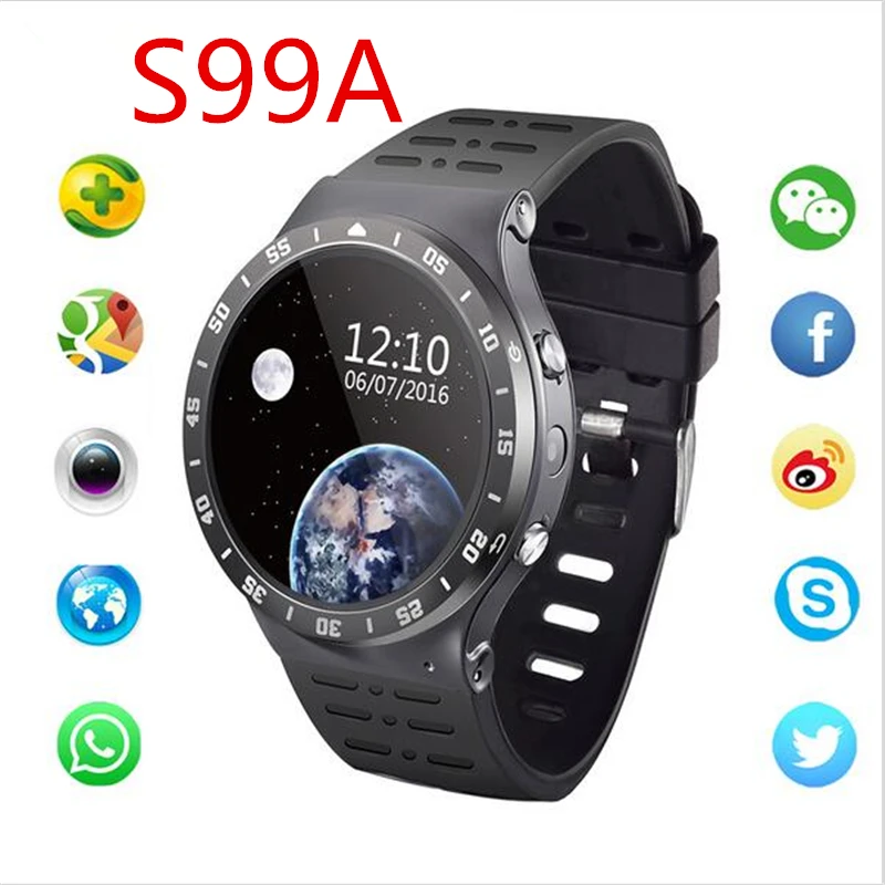 S99A Fashion Bluetooth Smart Watch android 5.1 support Heart Rate pedometer WIFI GPS 3G For android/IOS pk kw88 lem5 smartwatch |