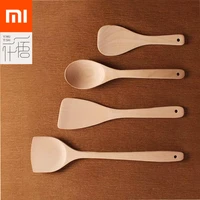 xiaomi mijia yiwuyishi cooking kit natural wooden soup spoon fried shovel spatula mixing cookware set kitchen cooker tools 4pcs