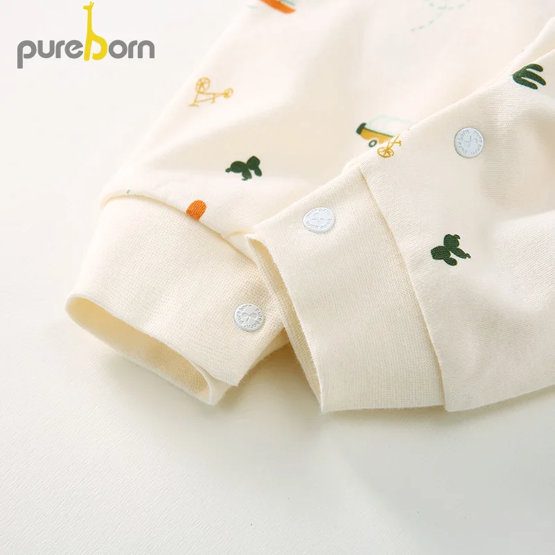 Pureborn Одежда для новорожденных Одежда для маленьких мальчиков и девочек из хлопка с рисунком Питер Пэн воротник детские халаты весенние осенние брюки-ромперы