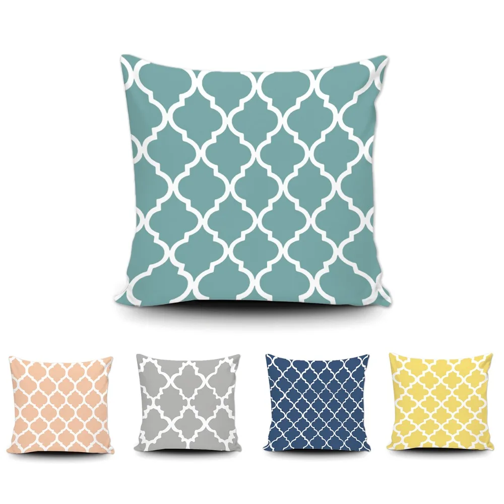 Классическая плитка с марокканским узором подушка черно-белая декоративная