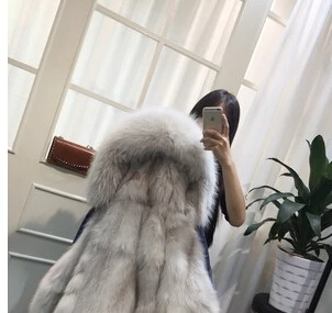 CKMORLS новая куртка из натурального меха зимняя женская парка с воротником из лисьего меха парки из натурального Лисьего меха размера плюс Повседневная теплая куртка - Цвет: grey