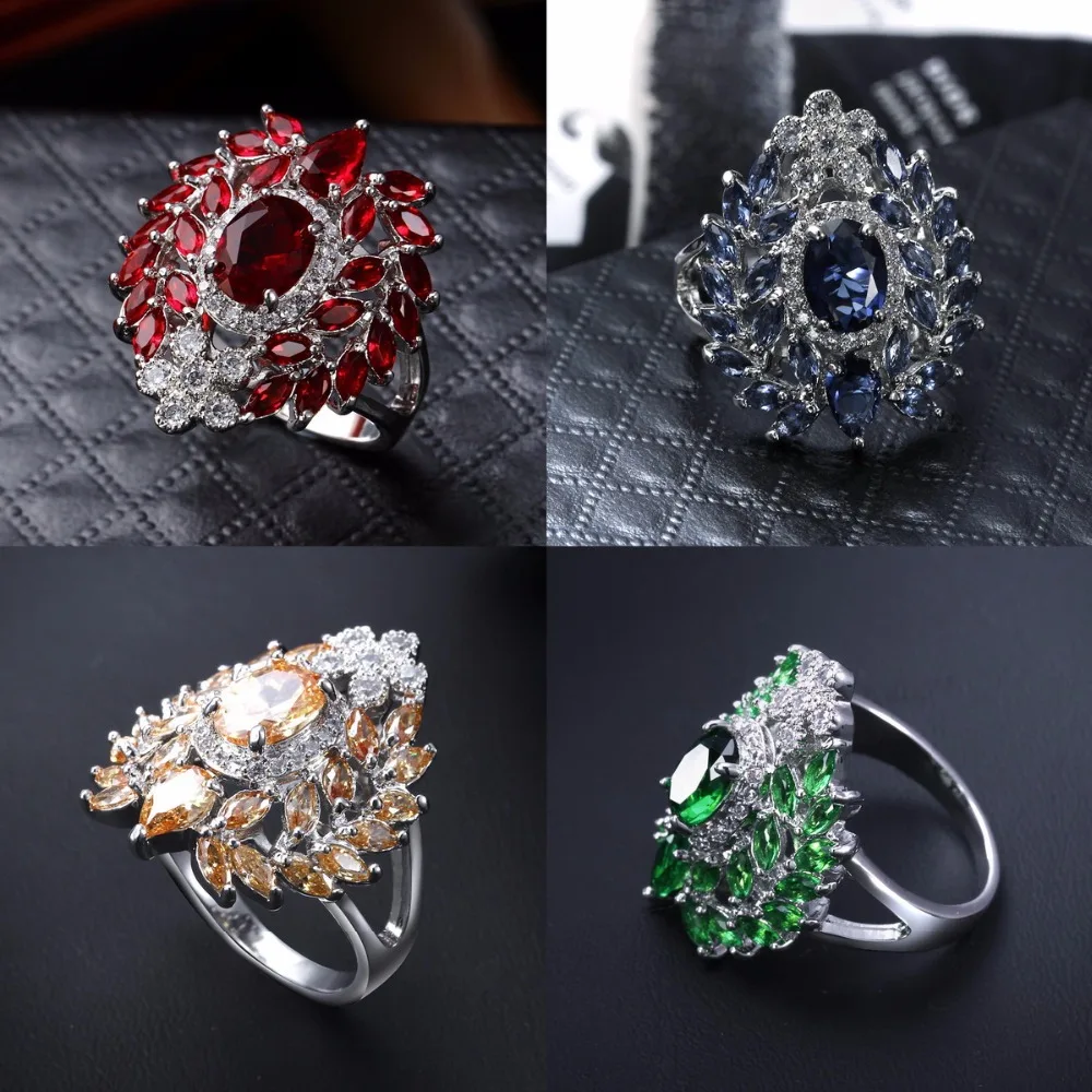 Элегантные ювелирные изделия Цвет Камень Кубический Цирконий Кристалл женские