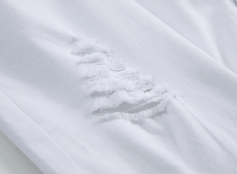 

Destroyed Slim Ripped Men Hip Hop white Jeans Men's Cotton High Quality Skinny Fold Male High Street Knee Holes Denim Trousers