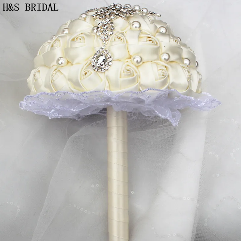 H&ampS BRIDAL Lace edge Bridal Bouquets Pearls Wedding Bouquet wedding accessories Artificial buque de noiva 2020 | Свадьбы и