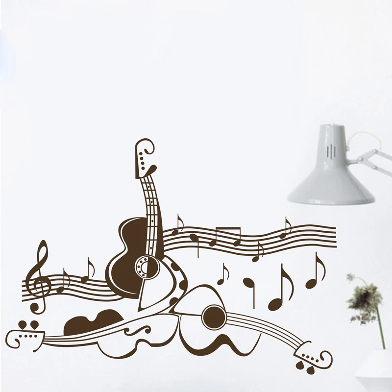 

Classic Musical Guitar Instrument Vinyl Wall Decals,Original design Music Guitar Wall Sticker For Home Decoration Free Shipping