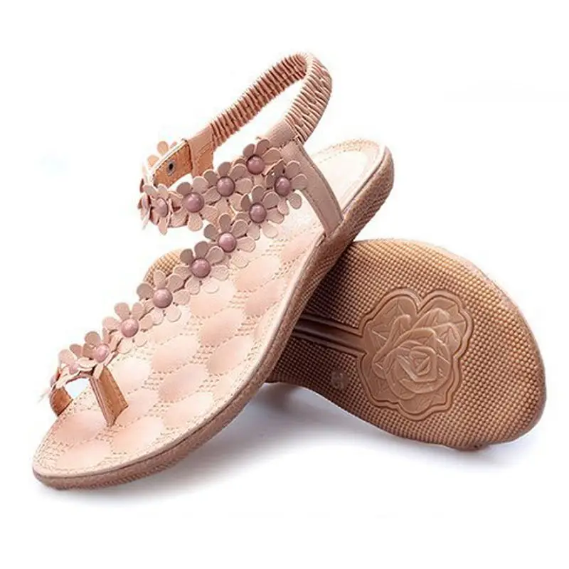 2018 женские босоножки пляжные Летний Стиль Bling Боути Цветочные туфли на плоской