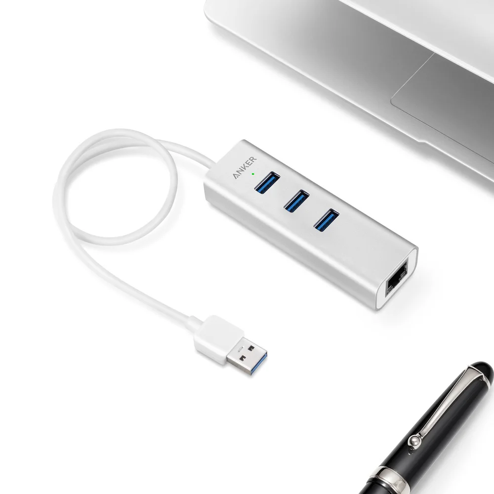 Anker Unibody 3 порта USB 0 и гигабитный Ethernet концентратор 1 фута кабель [Ethernet порт RTL8153