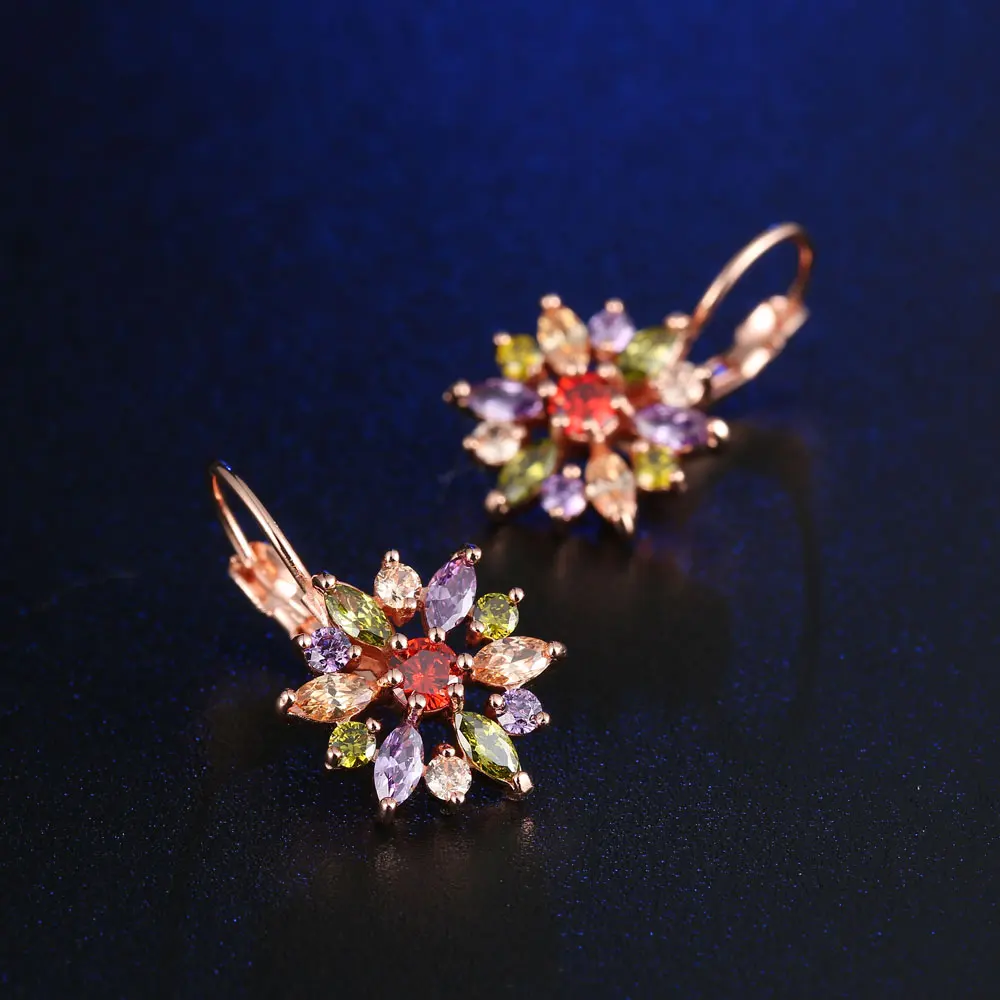 CARSINEL Цветок Ювелирные наборы для женщин Свадьба розовое золото цвет AAA