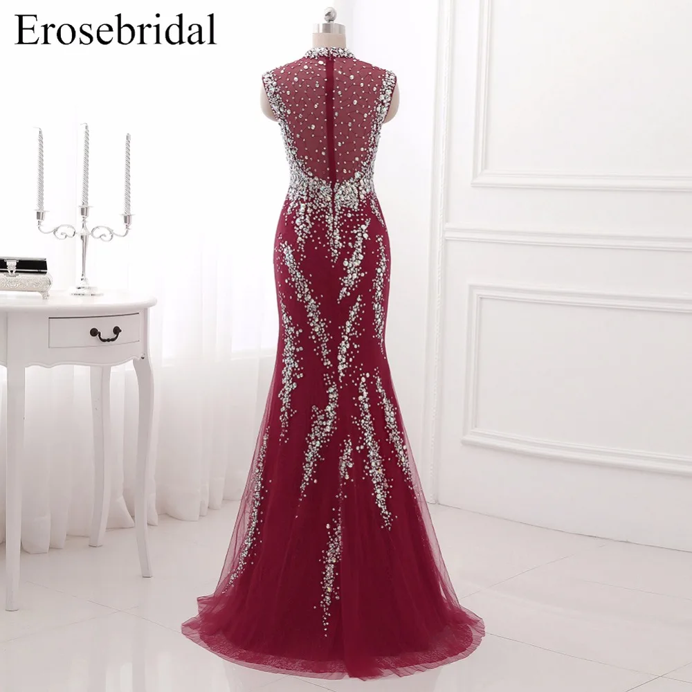 Женское вечернее платье с юбкой годе Erosebridal длинное роскошное бусинами и высоким