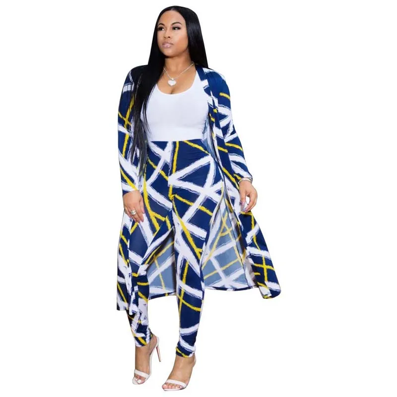 Женский Длинный Тренч с принтом весенний комплект из двух предметов большого