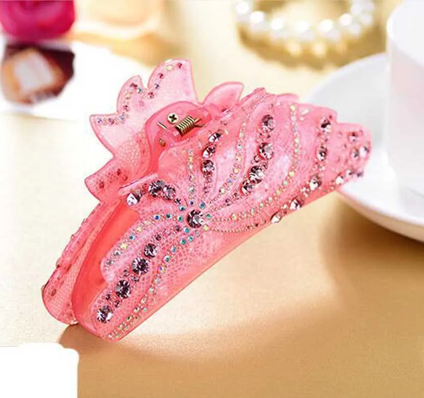 Luxury Acrylic Hair Claws For Women Large Jewelry Rhinestones Girl Hairpin Pins and Clips Crab Clamp Accessaries | Украшения и