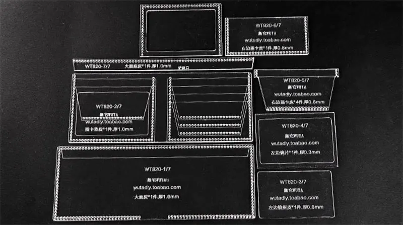 820 Acrylic template WUTA 820 акриловый кожаный шаблон кожевенное ремесло шаблон Набор Модель для изготовления унисекс бумажник DIY подарок самостоятельно - Цвет: 820 Acrylic template