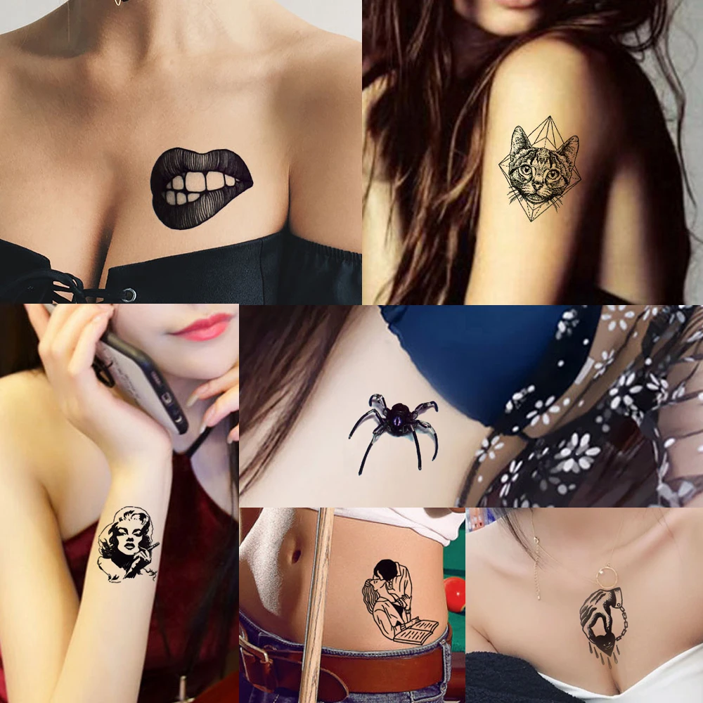 glaryyears 6*6cm 10 Pieces/lot Temporary Tattoo Stickers Beauty Body Makeup Waterproof Halloween Art Bloody Cool Absurd Tattoos | Красота и