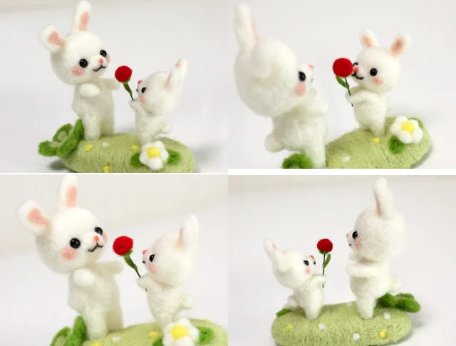 Lovely Rabbit Wool Felt Poked Adult Handmade DIY Material Bag Non-finished Decoration New Year Gift | Дом и сад