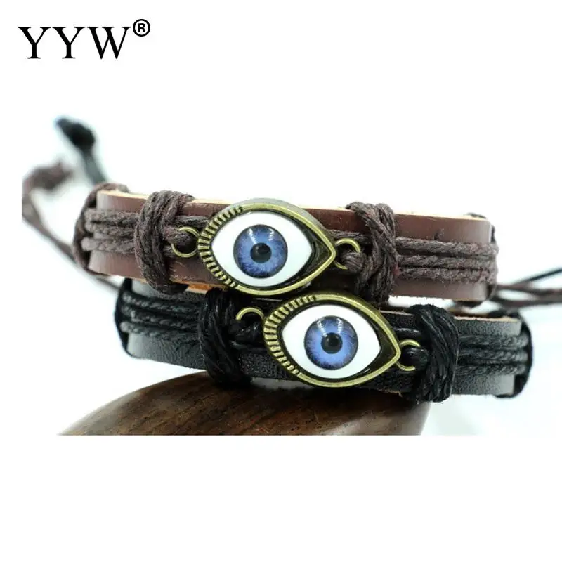 Оптовая продажа кожаный регулируемый браслет ручной работы ювелирные изделия