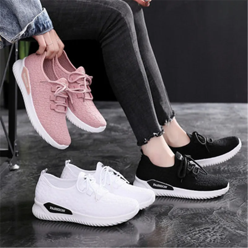 Женские кроссовки с дышащей сеткой FeiYiTu однотонные повседневные туфли на плоской