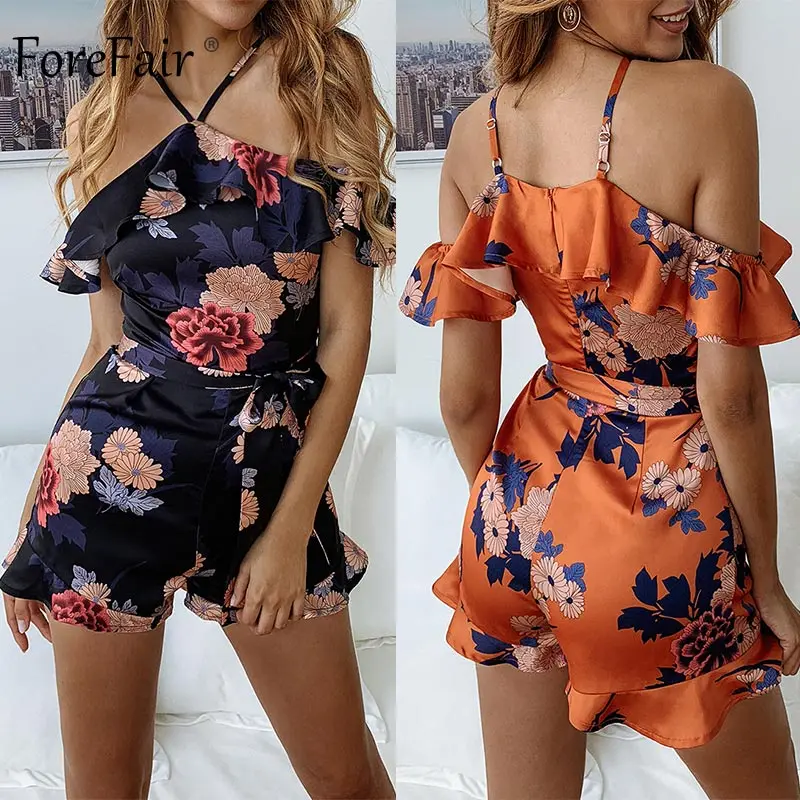 Женский короткий пляжный комбинезон Forefair винтажный с открытыми плечами и