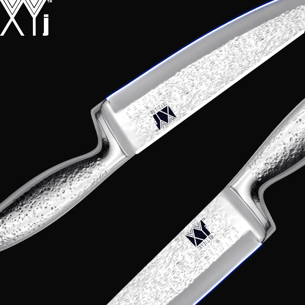 XYj 5 шт. набор кухонных ножей из нержавеющей стали молоток узор лезвие изогнутая
