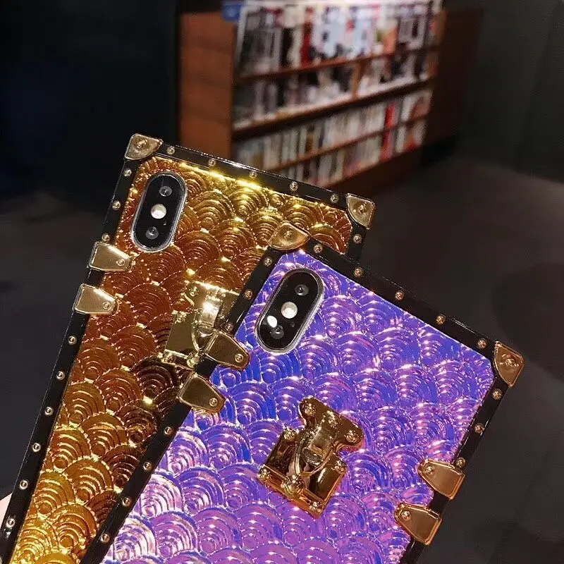 Ourpho Новый Модный чехол для iPhone X XR XS MAX fish scale лазерный подиумный показ 6 6s 7 8 plus |