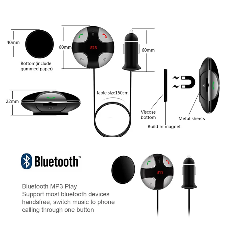 FM29B Wireless Bluetooth Car Charger with MP3 Player Support FM TF card Mic Mobile Music Receiver Kit | Электроника