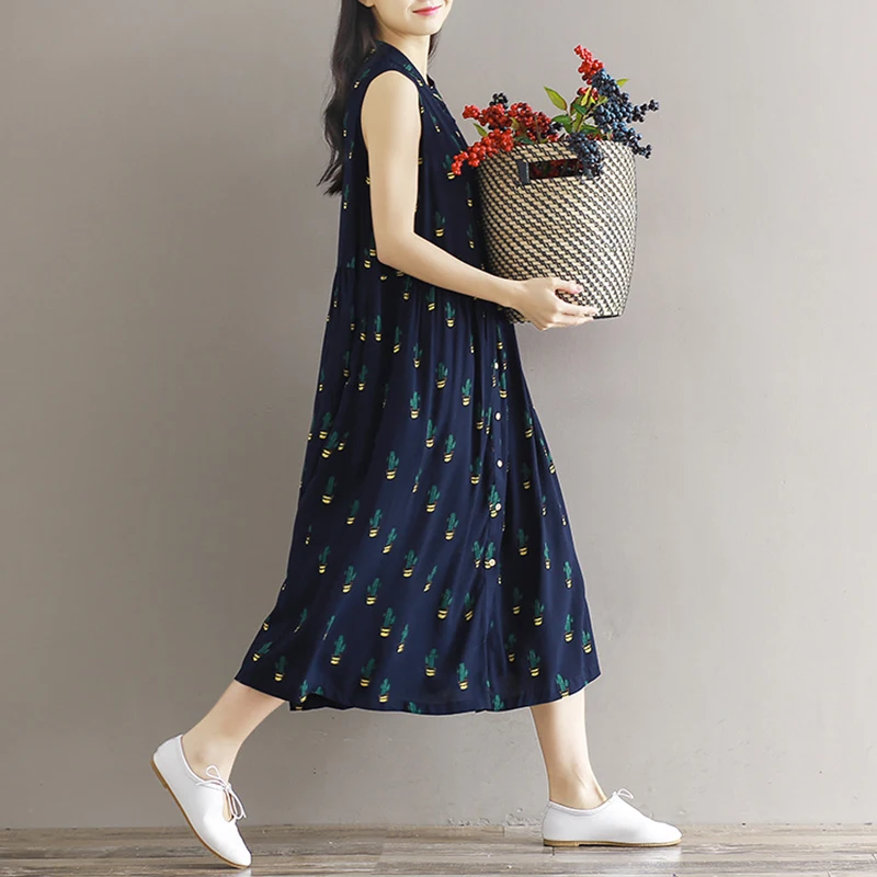 2017 новое летнее Стильное женское платье без рукавов с винтажным принтом Макси
