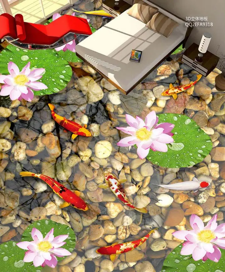 Вода цветущие камни 3D Пол фото обои Спальня Гостиная Ванная комната Кухня лобби 3d