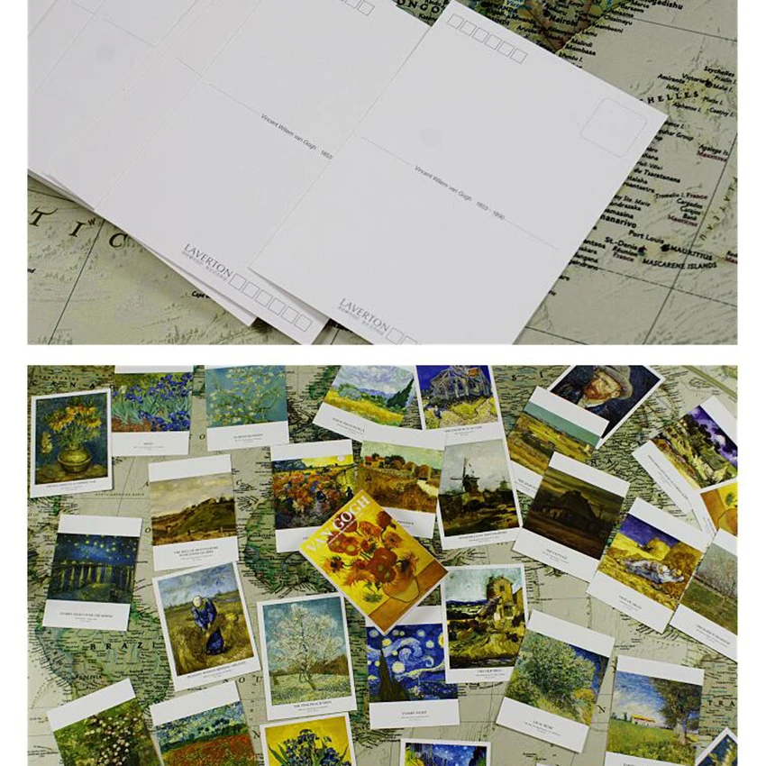 

30 PCS/Set Famous Painter Oil Painting Postcard Sunflower, Starry Night, Self-portrait, Iris Flower Postcard Greeting Card
