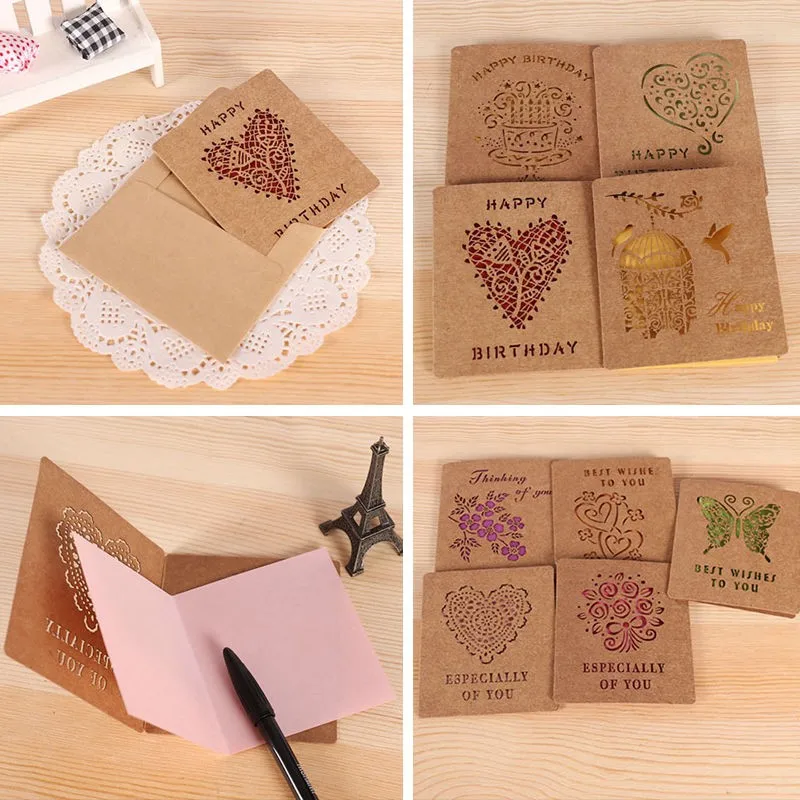 5 шт. складной Бумага поздравительные открытки с днем рождения наилучшими