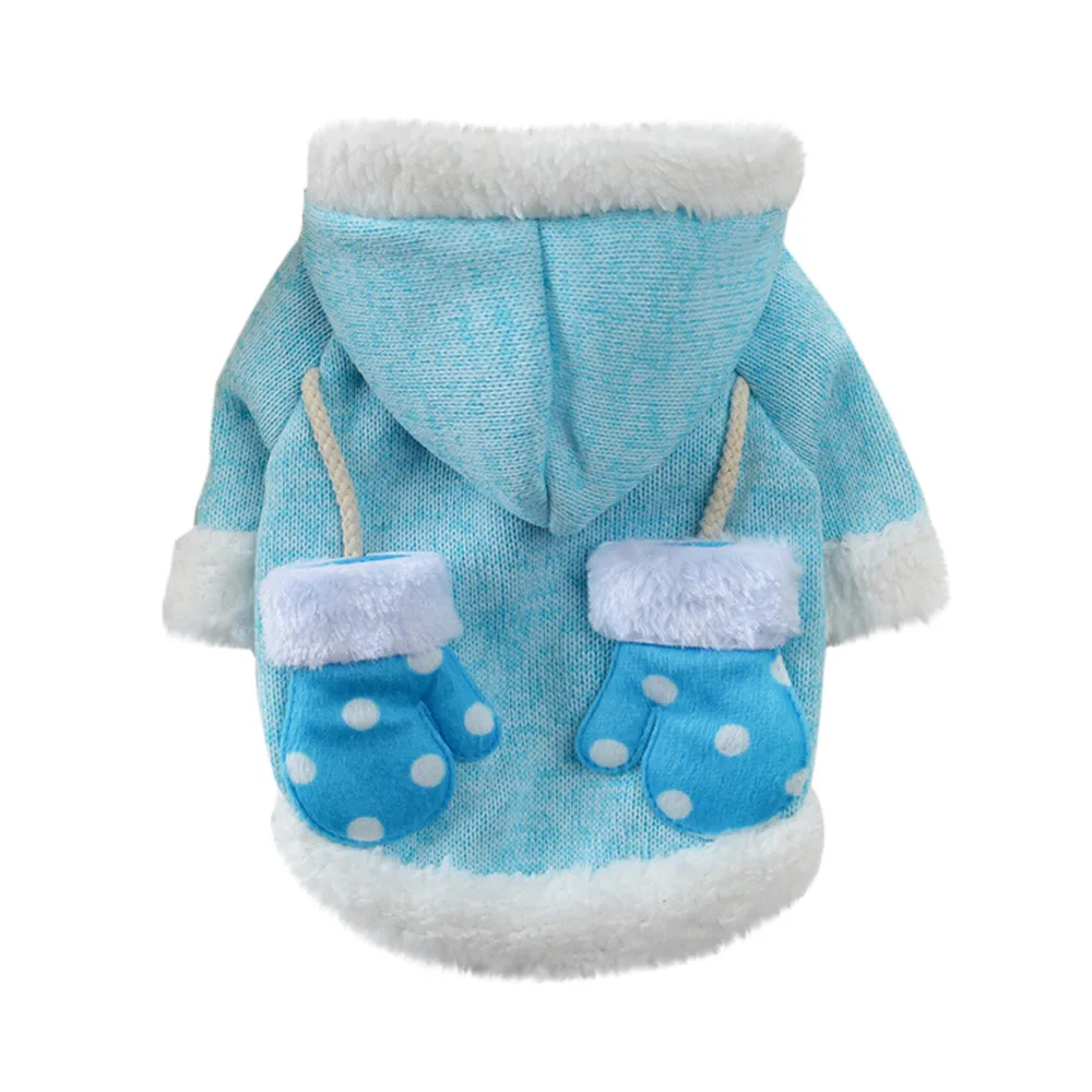 Sky blue Рождественские перчатки для домашних животных, собак, кошек, зимний свитер с капюшоном, рождественские аксессуары для собак, одежда для домашних животных для маленьких собак, французские толстовки "Бульдог" - Цвет: Sky blue
