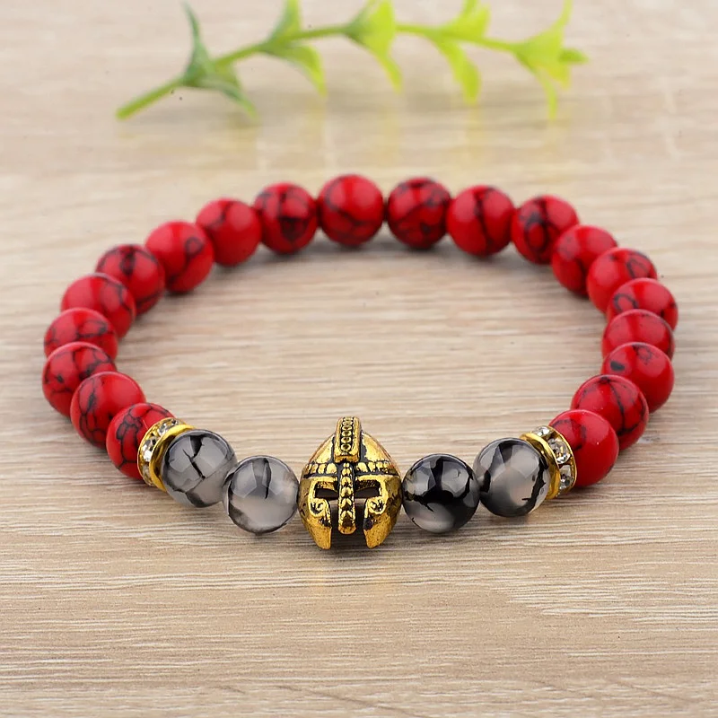 Красочные мужские браслеты высшего качества из натурального камня сплав рыцарь