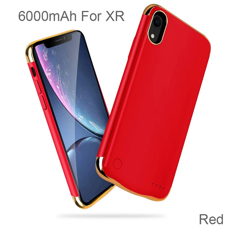 Red For XR XGODY противоударный чехол-батарея для iphone X XS XR XSMAX 6000 мАч Внешний банк питания для мобильного телефона для iphone X XS XR XSMAX - Цвет: Red For XR