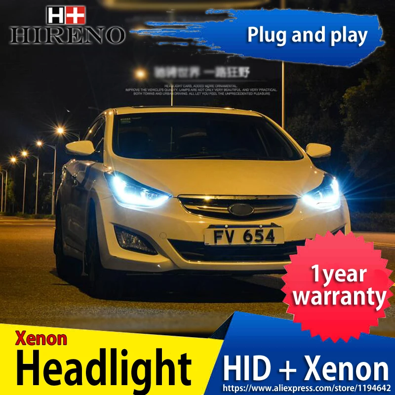 Hireno налобный фонарь для 2012-2013 Hyundai Elantra Avante фара в сборе LED DRL ангельские линзы