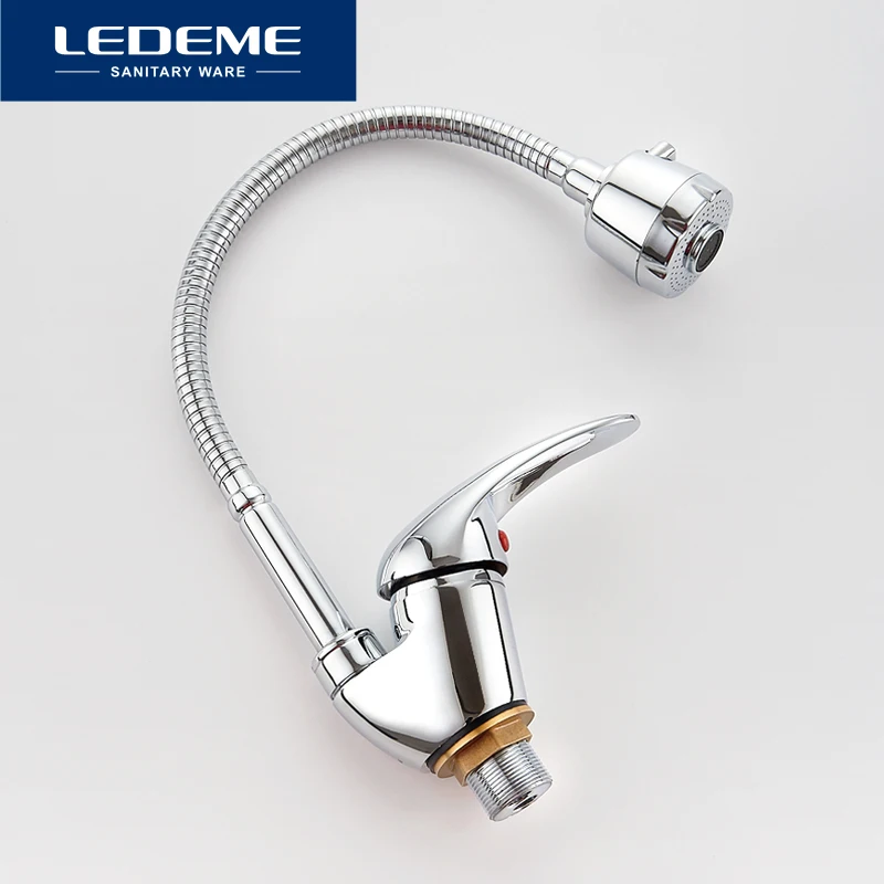 LEDEME Смеситель для кухни с губким изливом силумин Цвет: хром  L4302 B|kitchen faucet|brass