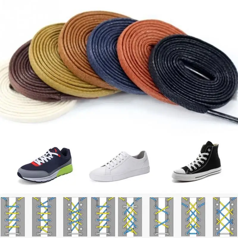 2018 1 пара шнурков 80 см плоские Вощеные шнурки парусиновые кроссовки обувь