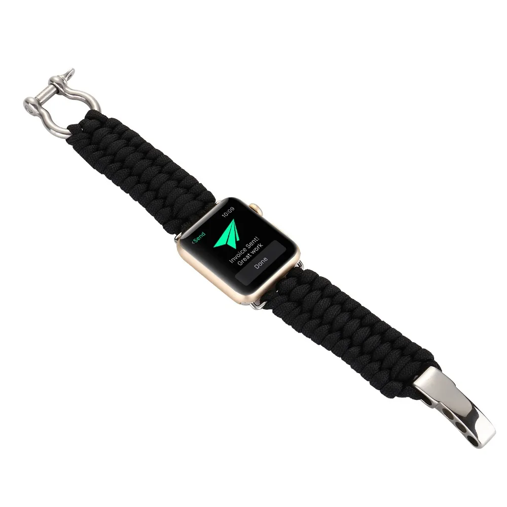 Плетеный нейлоновый ремешок для наручных часов Apple watch 38 мм 40 мм 42 44 мм открытый ремень Свисток многофункциональный для наручных часов iwatch 3/2/1 ремешок для часов