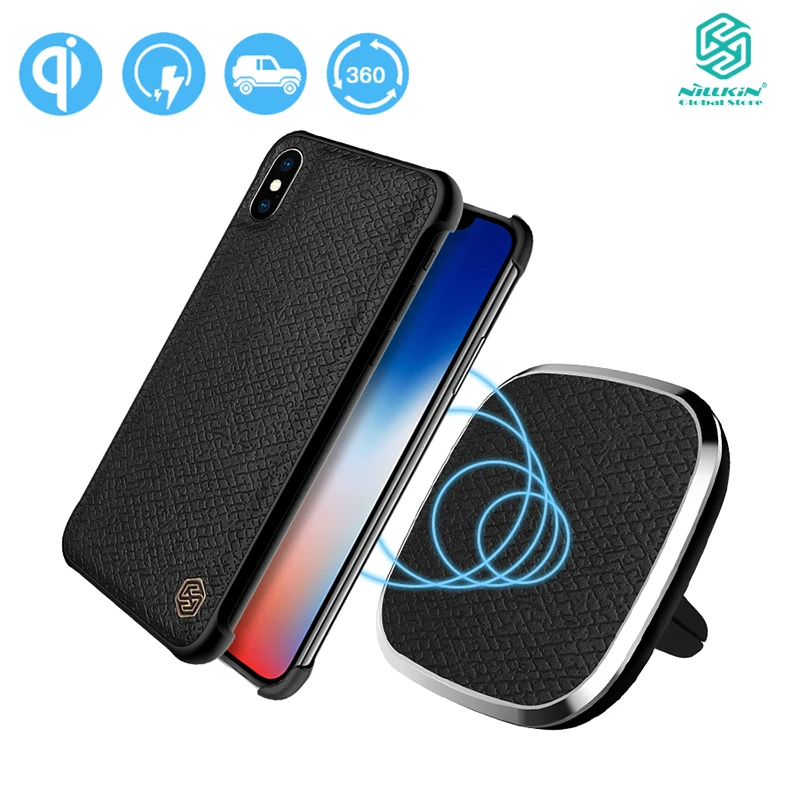 Nillkin натуральная кожа Qi автомобильное беспроводное зарядное устройство для iPhone X