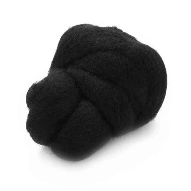 50g Black Needle Felting Wool Dyed Wool Tops Roving Wool Fiber For Handmad  DIY Sewing Needlework Felting Projects Crafts - AliExpress
