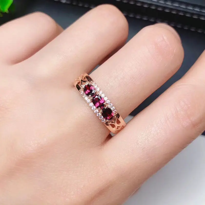 Кольцо из серебра 100% пробы с гранатом и драгоценным камнем | Украшения аксессуары