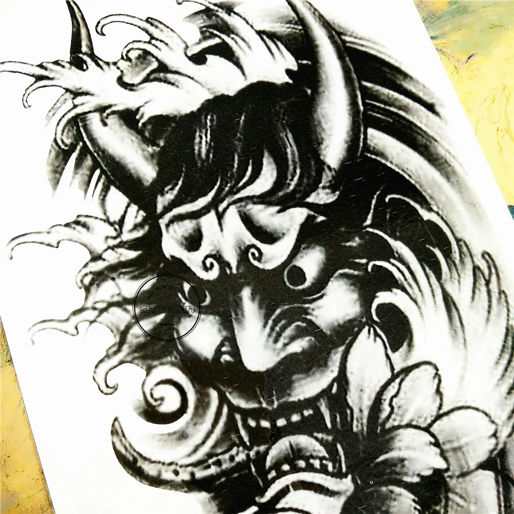 Временная татуировка SHNAPIGN с черным крупным рогатем боди-арт тату-наклейки 12*20 см