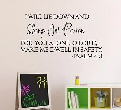 Sleep In Peace Bible Verse Decor Quote Sticker Inspiration Vinyl Words Wall Decal | Дом и сад