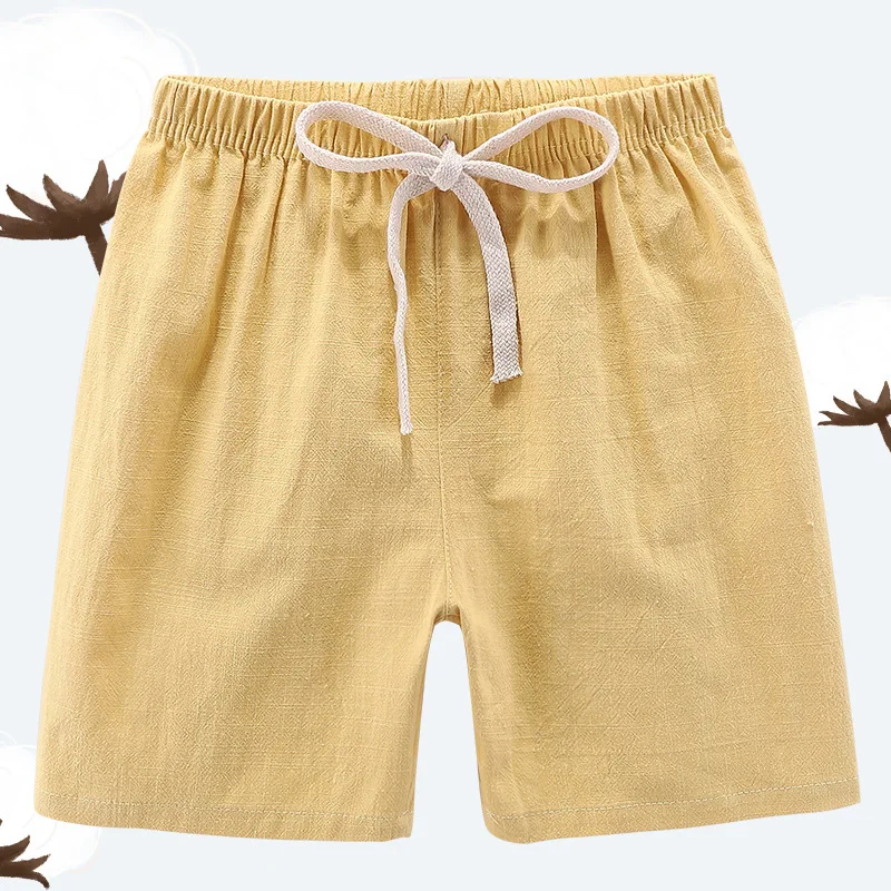 Light yellow Детские шорты для мальчиков; летние пляжные шорты для мальчиков и девочек; однотонные повседневные спортивные детские штаны; шорты с эластичной резинкой на талии - Цвет: Light yellow