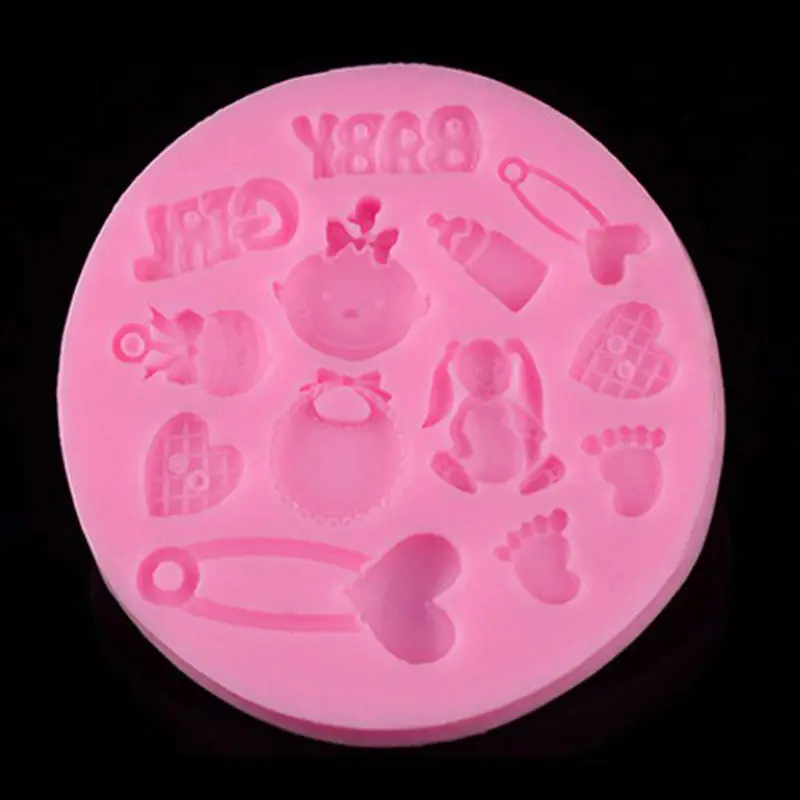 3D Силиконовые Baby Shower вечерние Fondant (сахарная) пресс-формы для тортов силиконовая