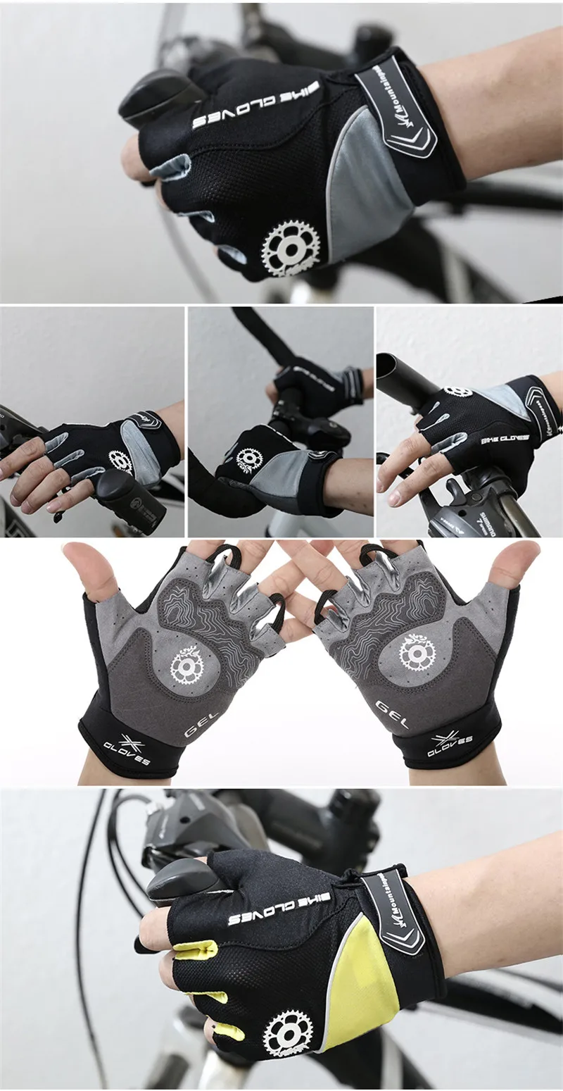 Летние дышащие велосипедные перчатки MTB велосипед перчатки Половина Finger перчатки гель Pad ударостойкие перчатки для Для мужчин Для женщин