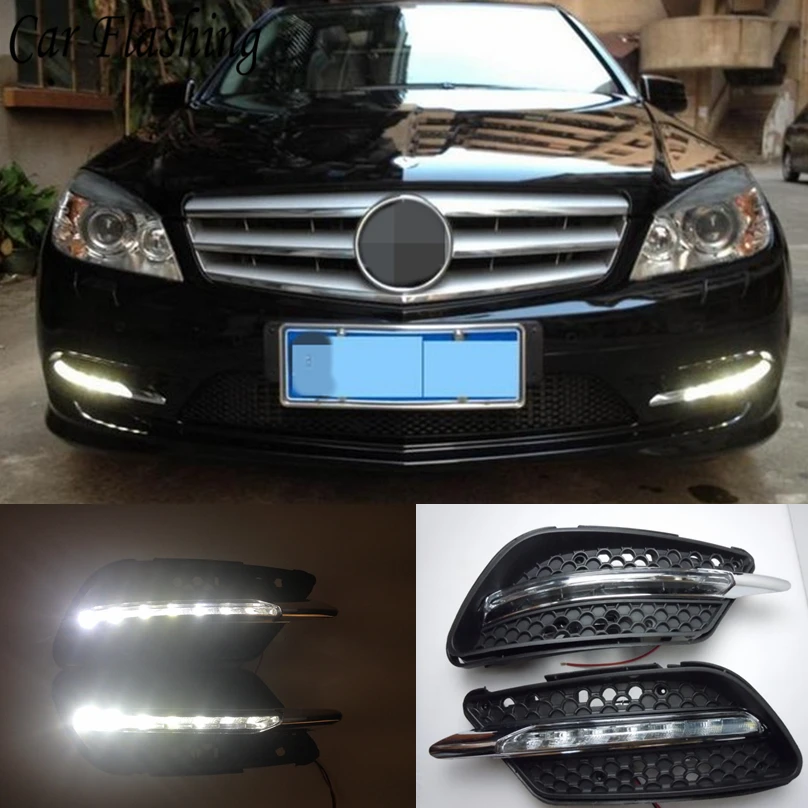 Автомобильная проблесковая дневные ходовые огни для Mercedes W204 c260 C300 Спорт 2007 2008 2009