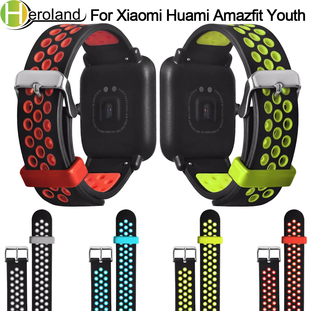 Браслет Силиконовый 20 мм ремешок для часов Huami Amazfit Bip Youth Замена Xiaomi BIT PACE Lite