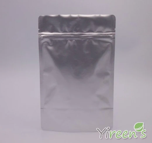 

10pcs 15x23cm Matt Silver color Aluminum Foil Bag Stand up Ziplock Food Bags, Powder Grains Sealing Bag, 0.27mm thickness