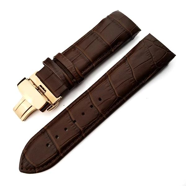 brown rose gold Ремешок для часов из натуральной телячьей кожи для часов Tissot T035, ремешок для часов, браслеты с бабочкой, замена 22 мм, 23 мм, 24 мм - Цвет ремешка: brown rose gold
