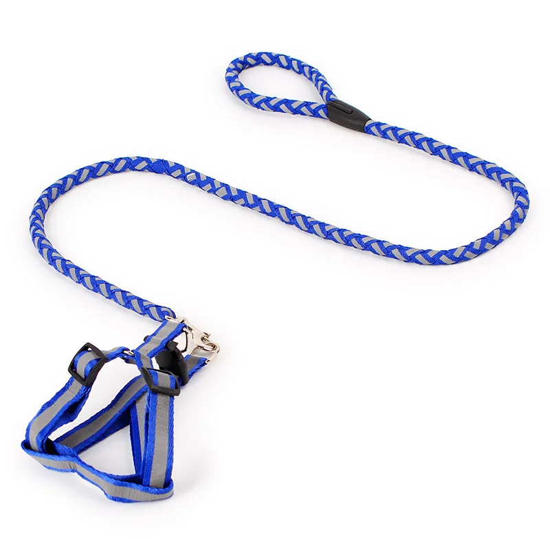 Светоотражающая шлейка и поводок для собак в нейлоновой оплетке|reflective dog harness|dog