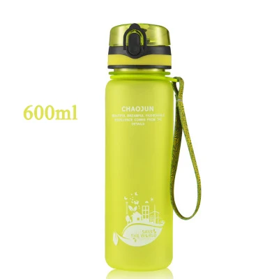 Green 600ml Новинка, 1 литровая пластиковая бутылка для воды, Спортивная бутылка для воды 350, 600, 1000 мл, портативная герметичная большая бутылка для путешествий и бега - Цвет: Green 600ml