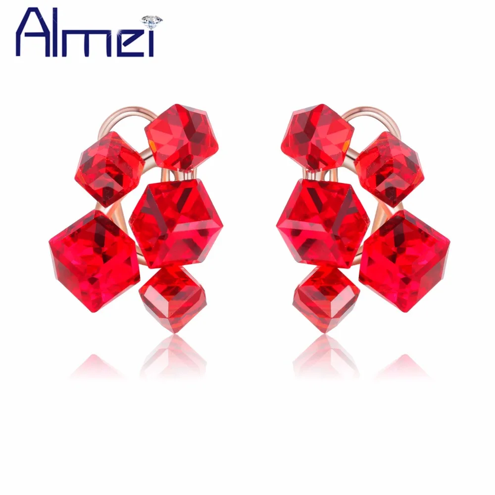 Женские серьги золотого цвета Almei 15% бижутерия красного бриллианты GR124|women